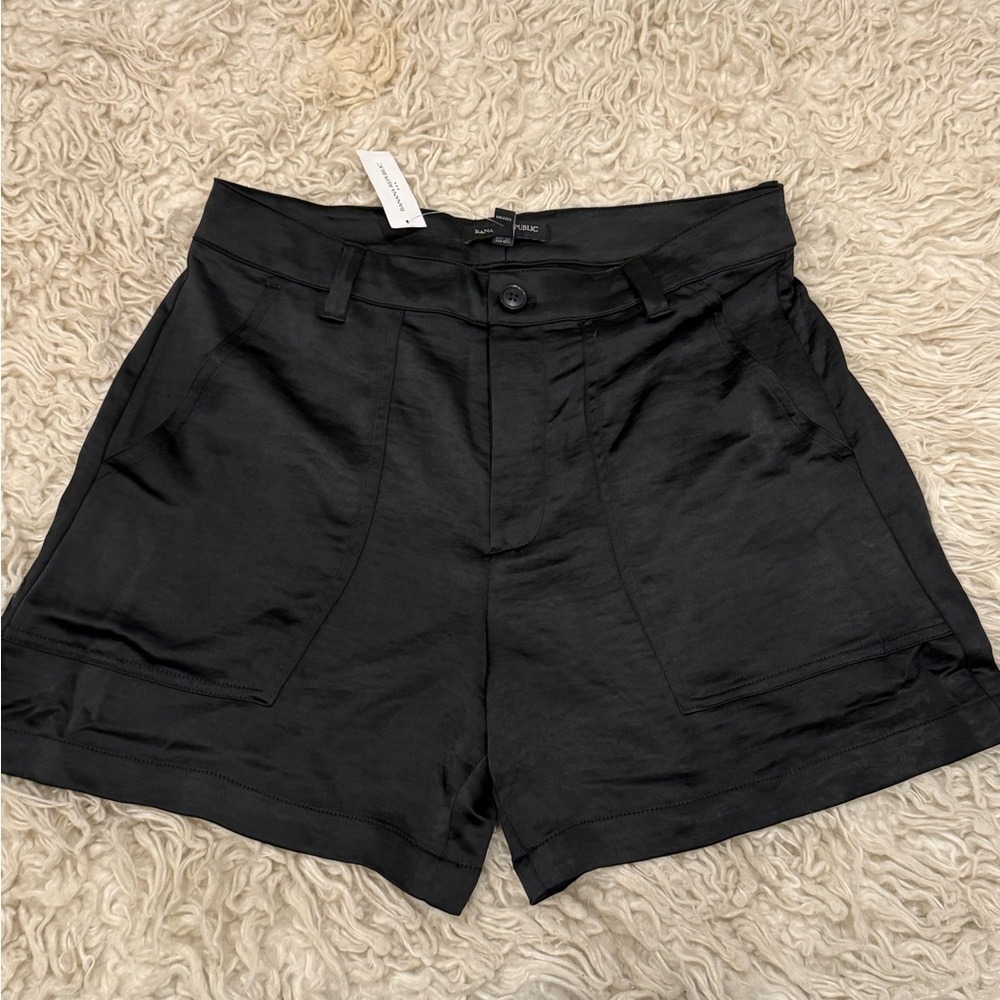 Banana Republic High Waist Black Satin Women's Shorts NWT